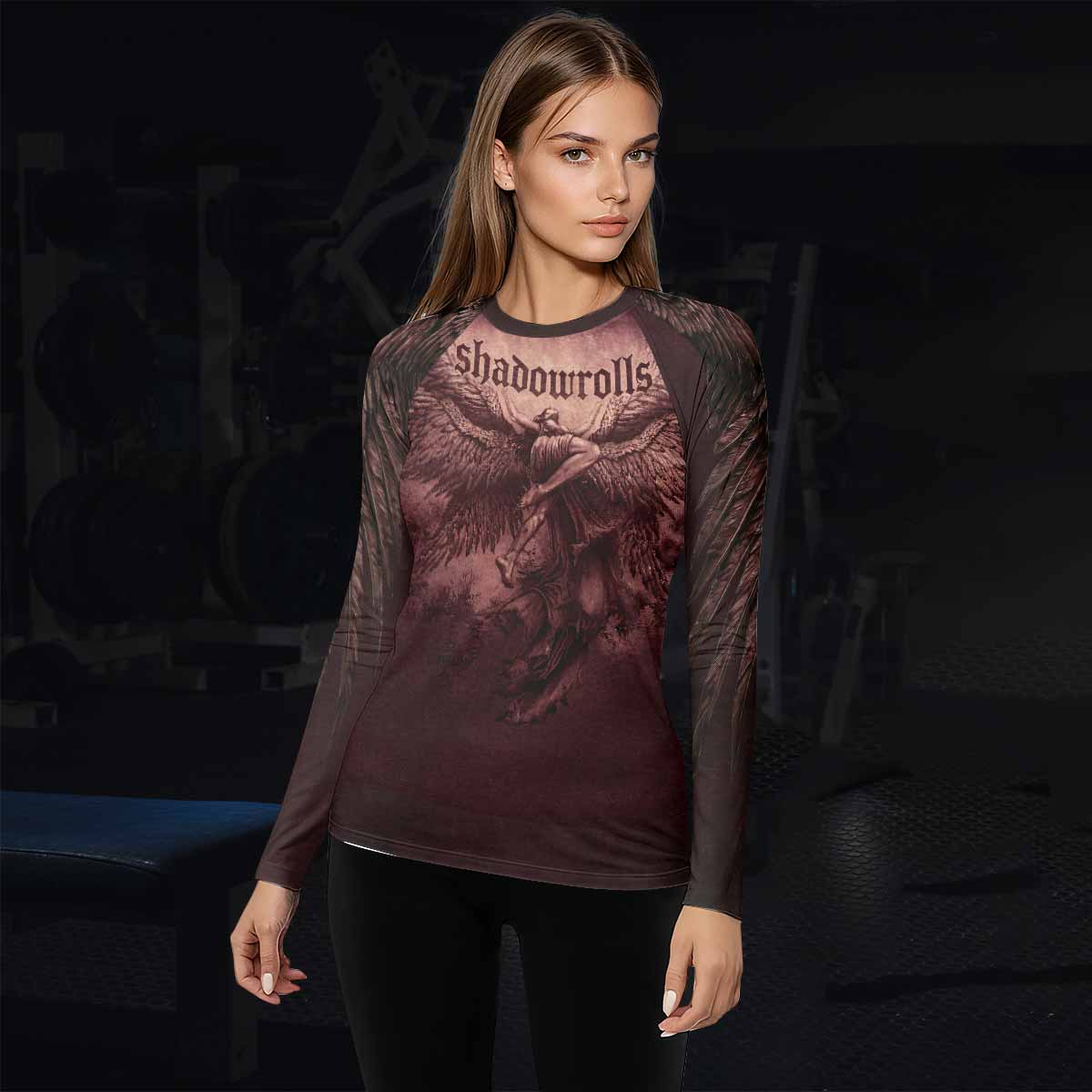 Bones of Grace Dark Angel Women's Rash Guard Long Sleeve - lifestyle view