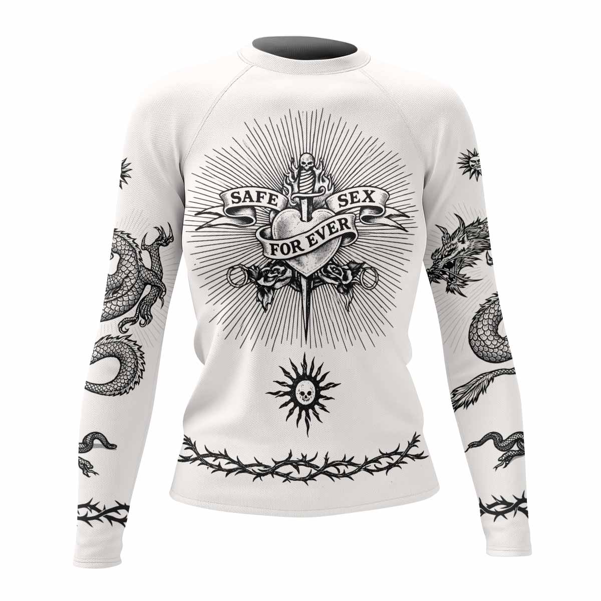 Dragon Tattoo Women's Rash Guard Long Sleeve - front view mockup