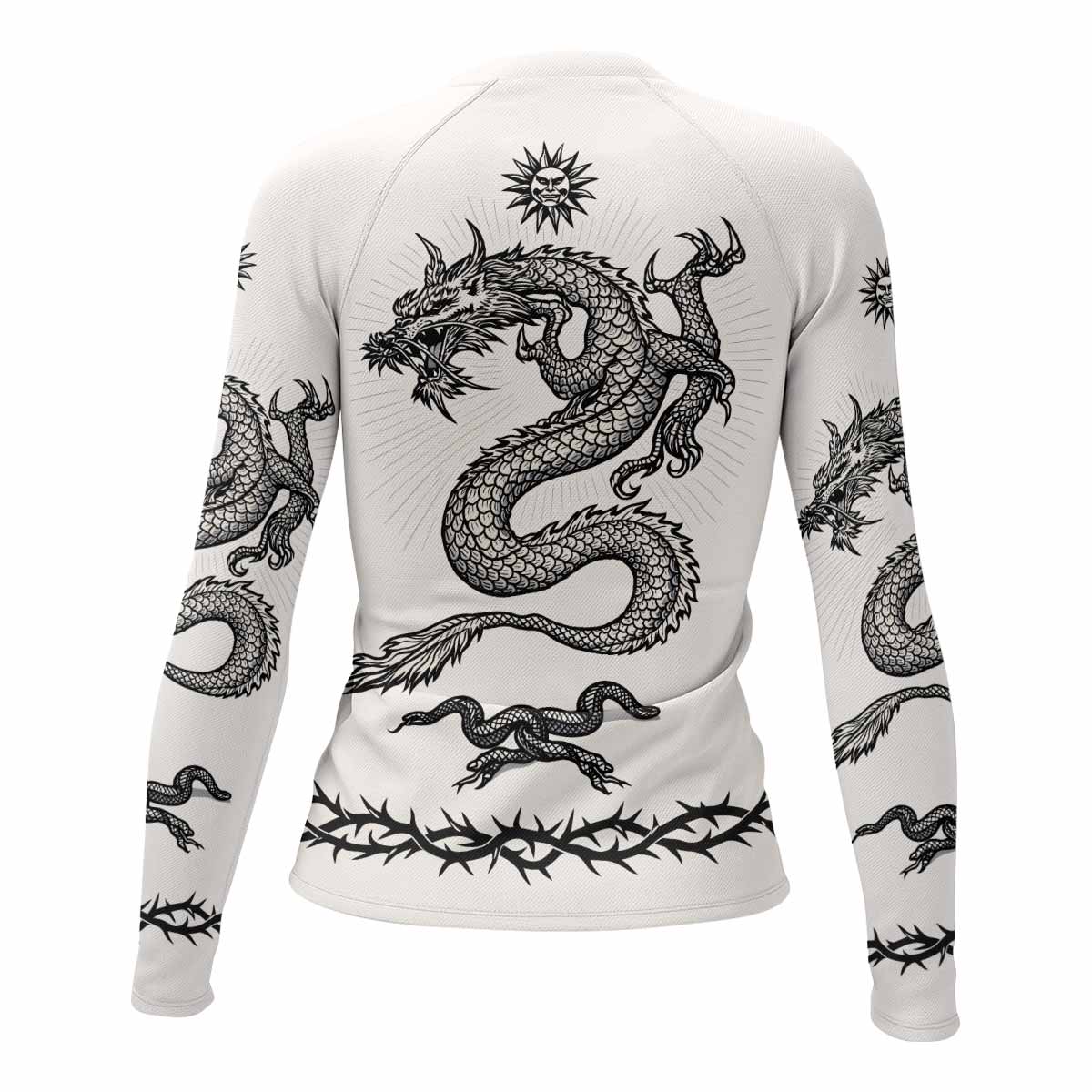 Dragon Tattoo Women's Rash Guard Long Sleeve - back view mockup