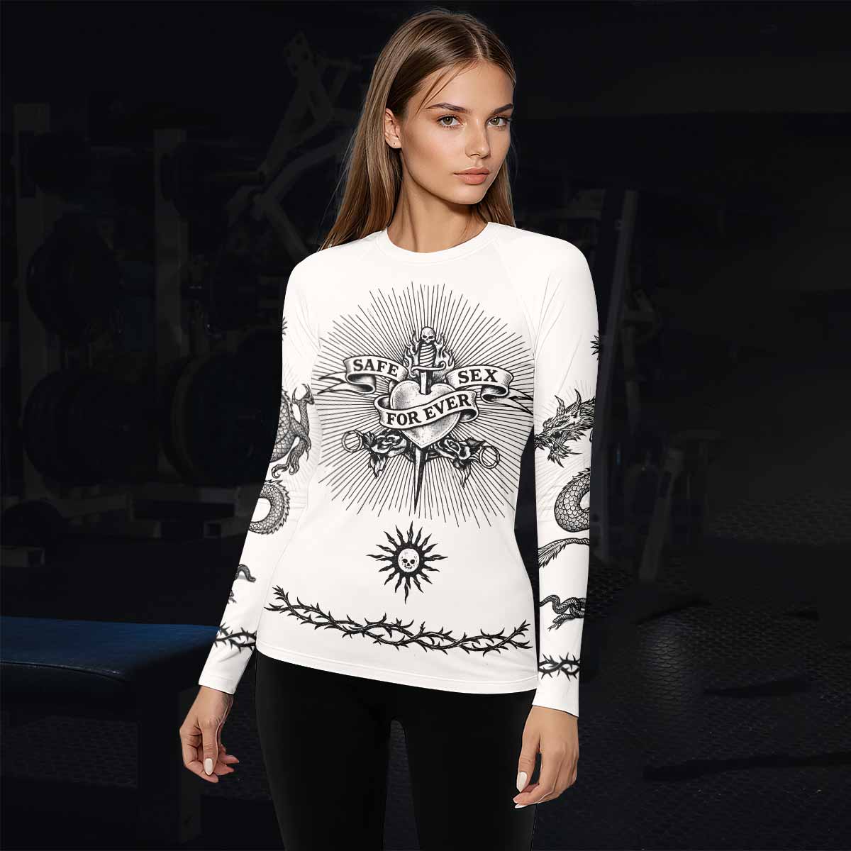 Dragon Tattoo Women's Rash Guard Long Sleeve - lifestyle view