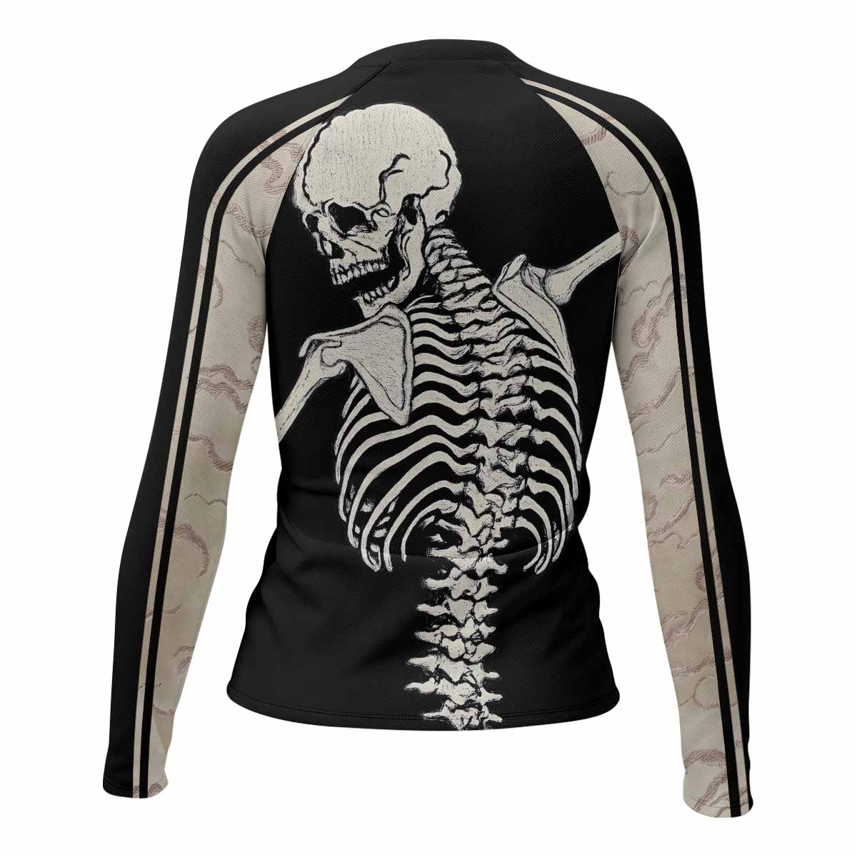 Bare Bones Skeleton Women's Rash Guard Long Sleeve - back view mockup