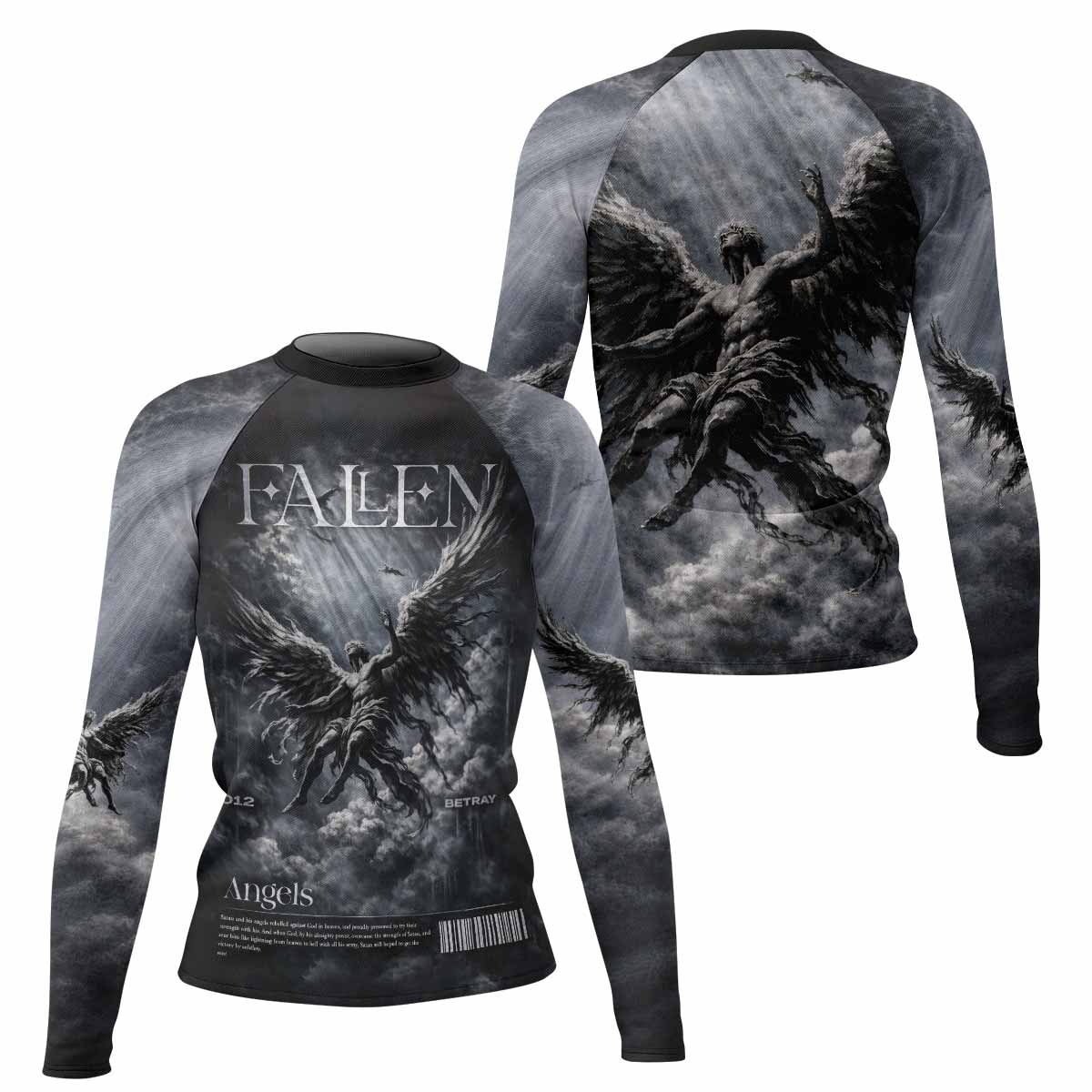 Fallen Angels Women's Rash Guard Long Sleeve - front and back view