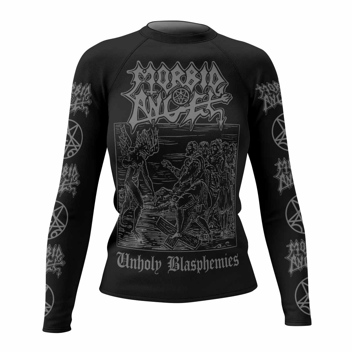 Morbid Angel Unholy Blasphemies Women's Rash Guard Long Sleeve - front view mockup