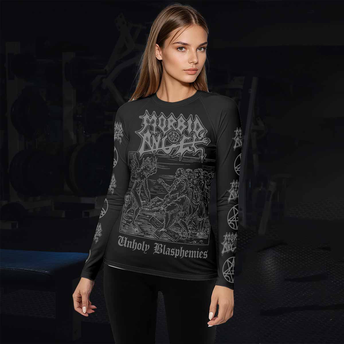 Morbid Angel Unholy Blasphemies Women's Rash Guard Long Sleeve - lifestyle view