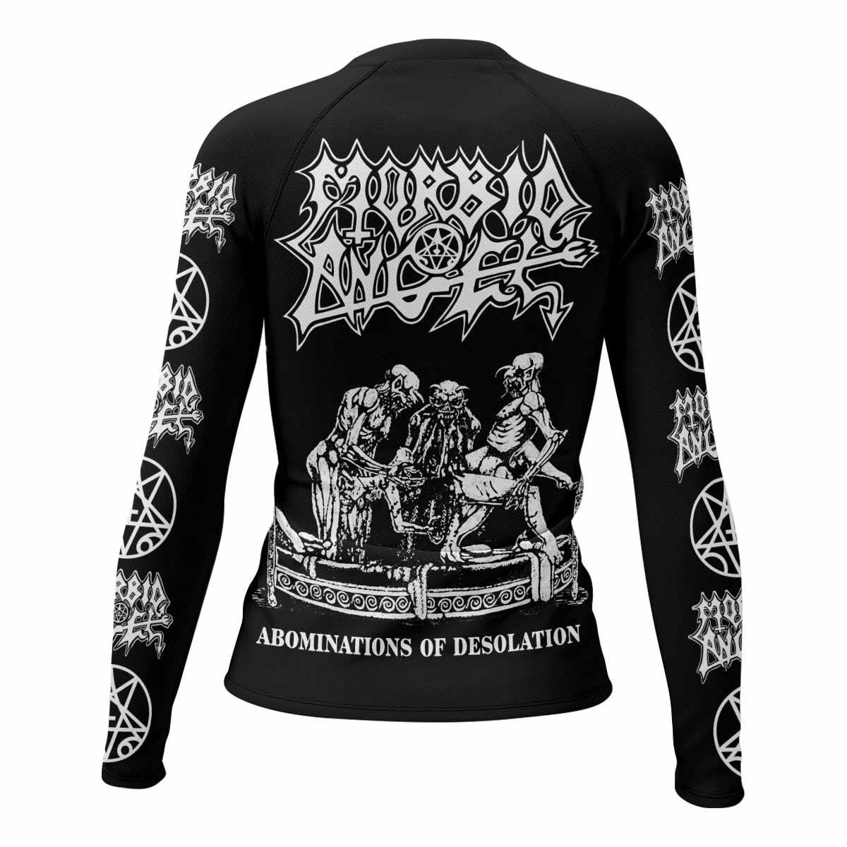 Morbid Angel Abominations of Desolation Women's Rash Guard Long Sleeve - back view mockup