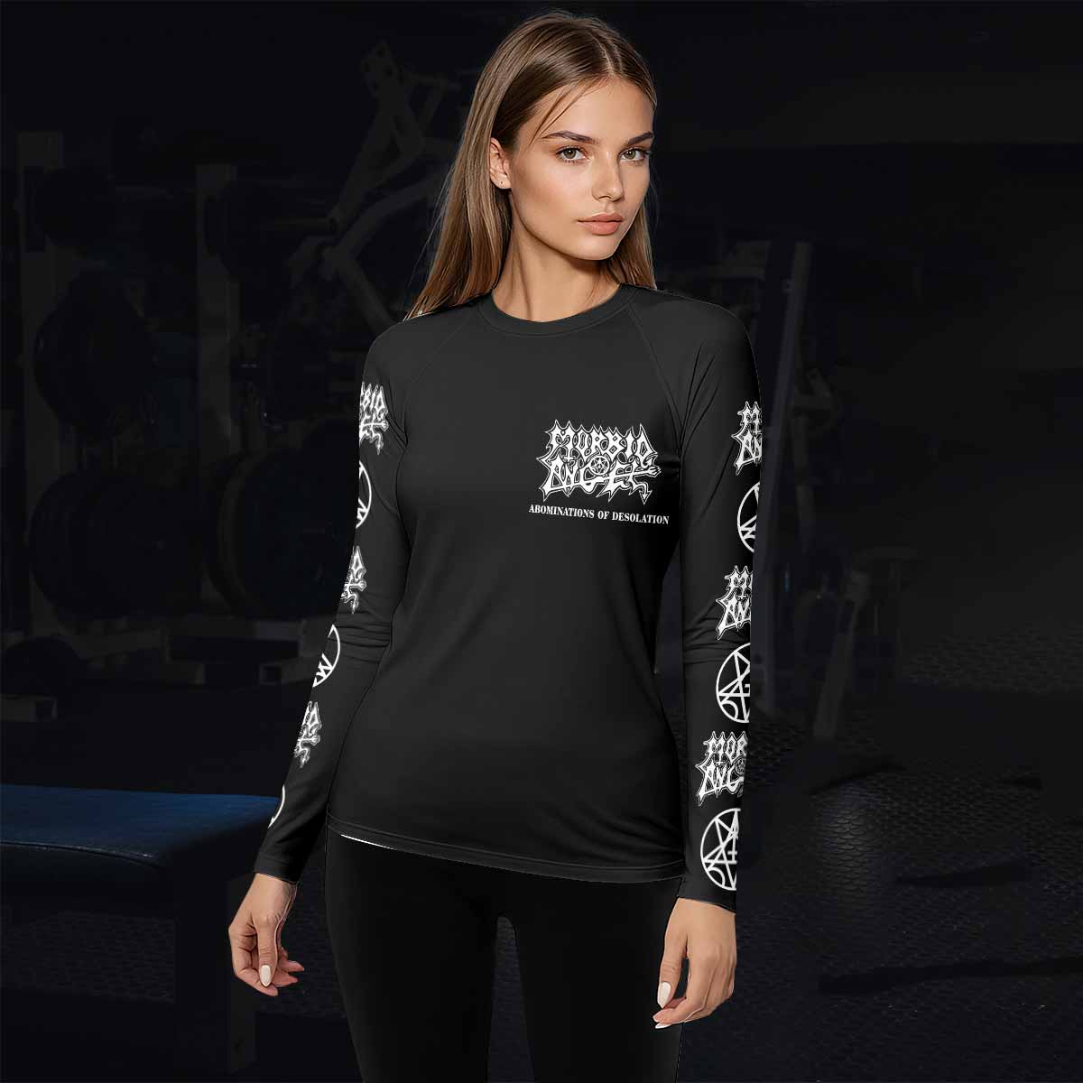 Morbid Angel Abominations of Desolation Women's Rash Guard Long Sleeve - lifestyle view