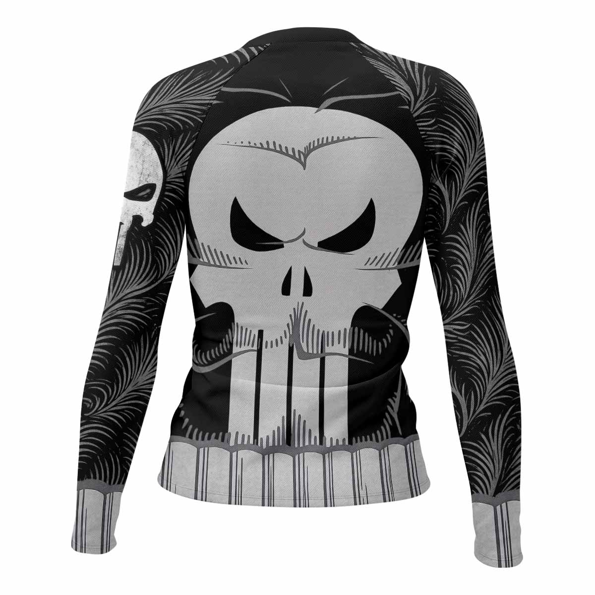 Punisher Skull Tactical Women's Rash Guard Long Sleeve - back view mockup