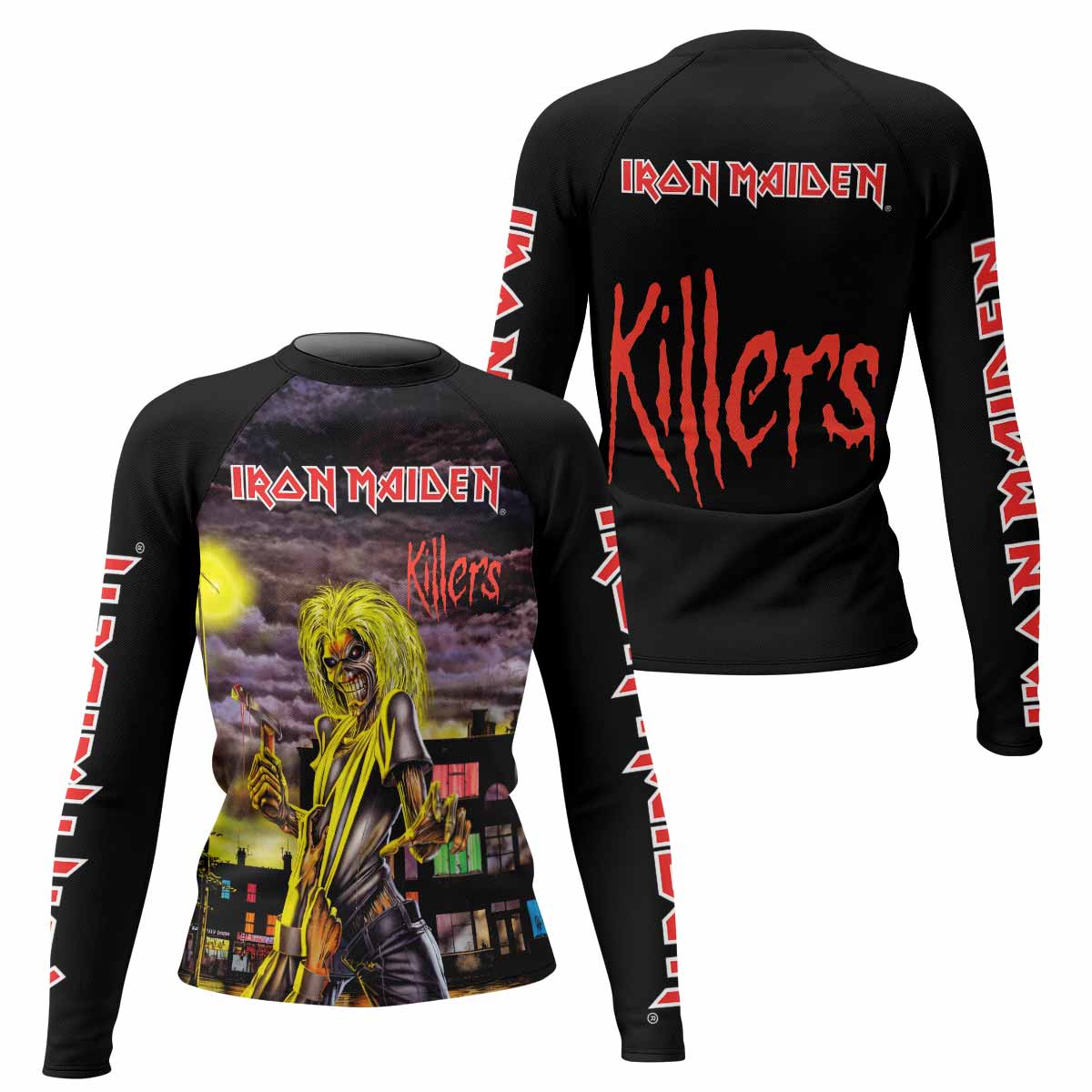 Killers Iron Maiden Women's Rash Guard Long Sleeve - front and back view