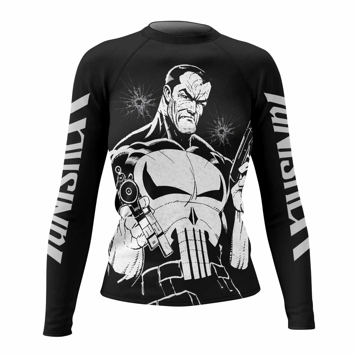 The Punisher Comic Frank Castle Women's Rash Guard Long Sleeve - front view mockup