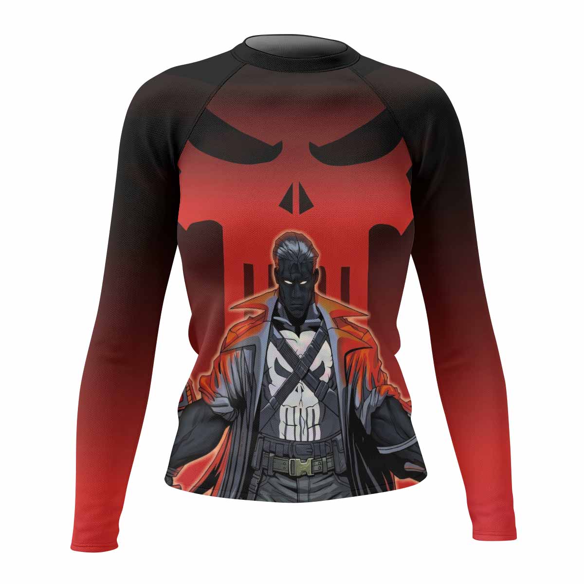 The Punisher Red Frank Castle Women's Rash Guard Long Sleeve - front view mockup