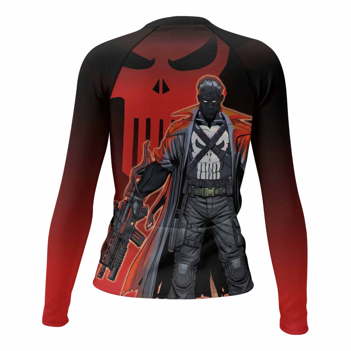 The Punisher Red Frank Castle Women's Rash Guard Long Sleeve - back view mockup