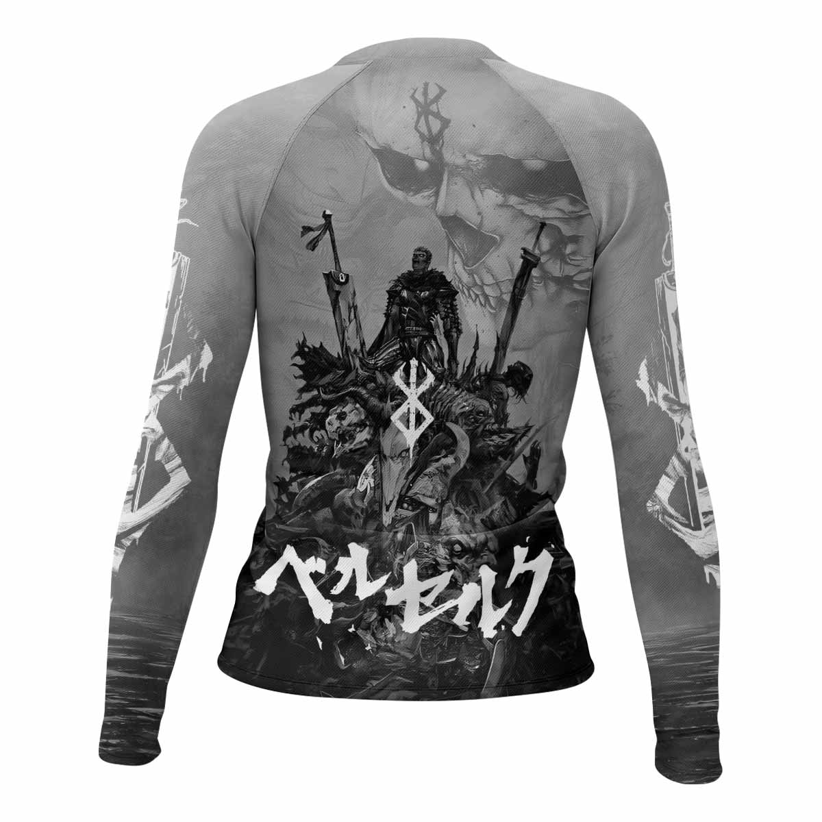 Berserk Guts Sorrow Women's Rash Guard Long Sleeve - back view mockup