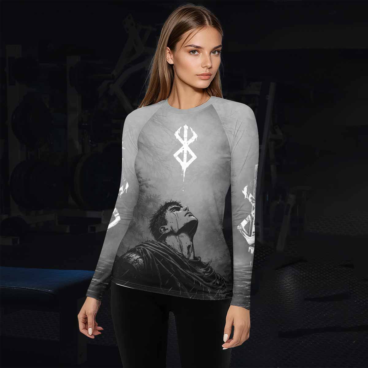 Berserk Guts Sorrow Women's Rash Guard Long Sleeve - lifestyle view