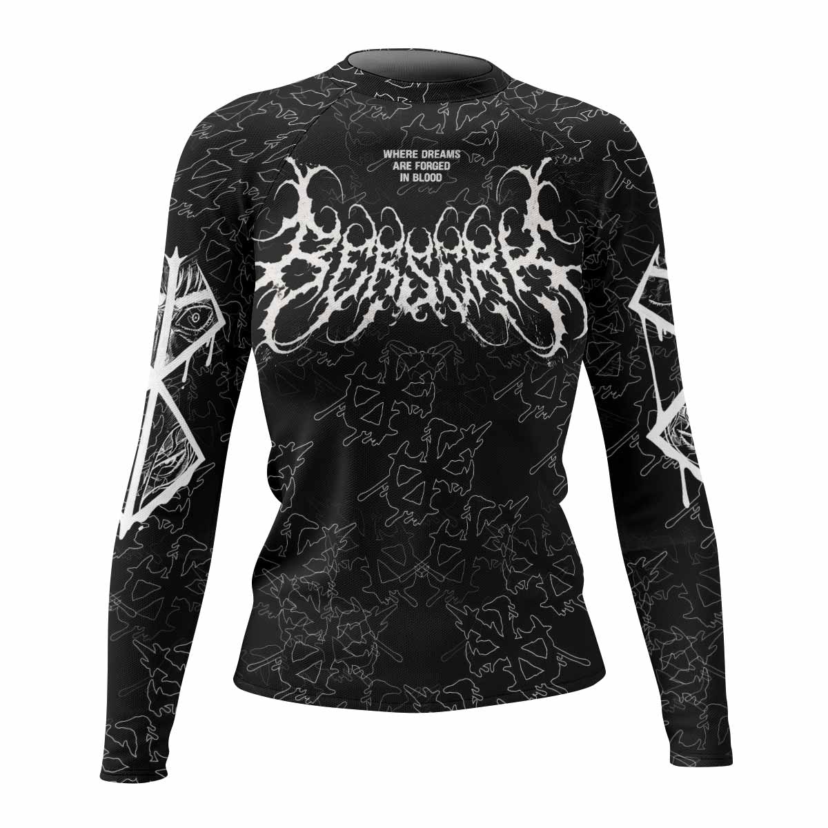 Berserk Forged In Blood Women's Rash Guard Long Sleeve - front view mockup