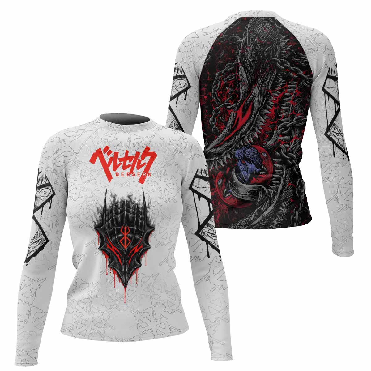 Berserk Berserker Armor Women's Rash Guard Long Sleeve - front and back view