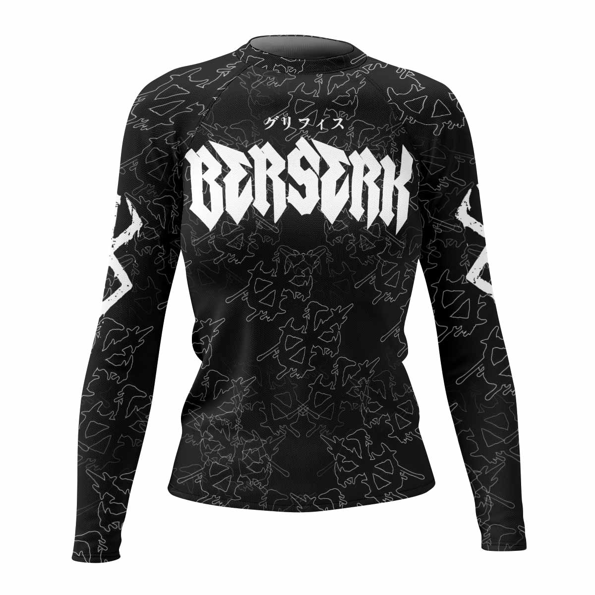 Berserk Dragon Slayer Skull Women's Rash Guard Long Sleeve - front view mockup