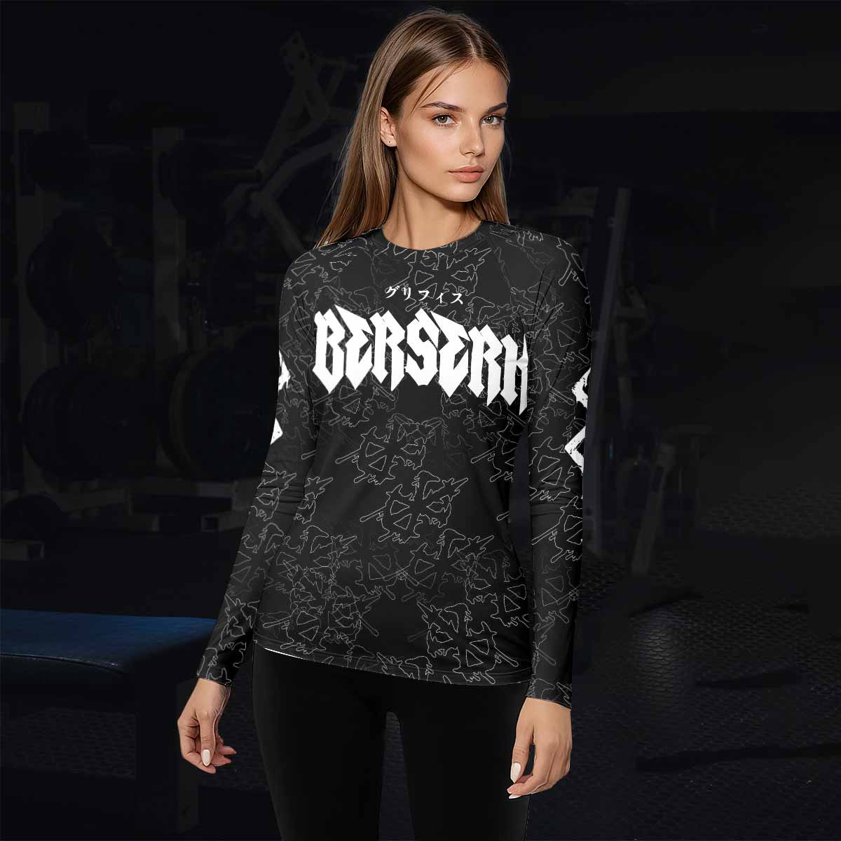 Berserk Dragon Slayer Skull Women's Rash Guard Long Sleeve - lifestyle view