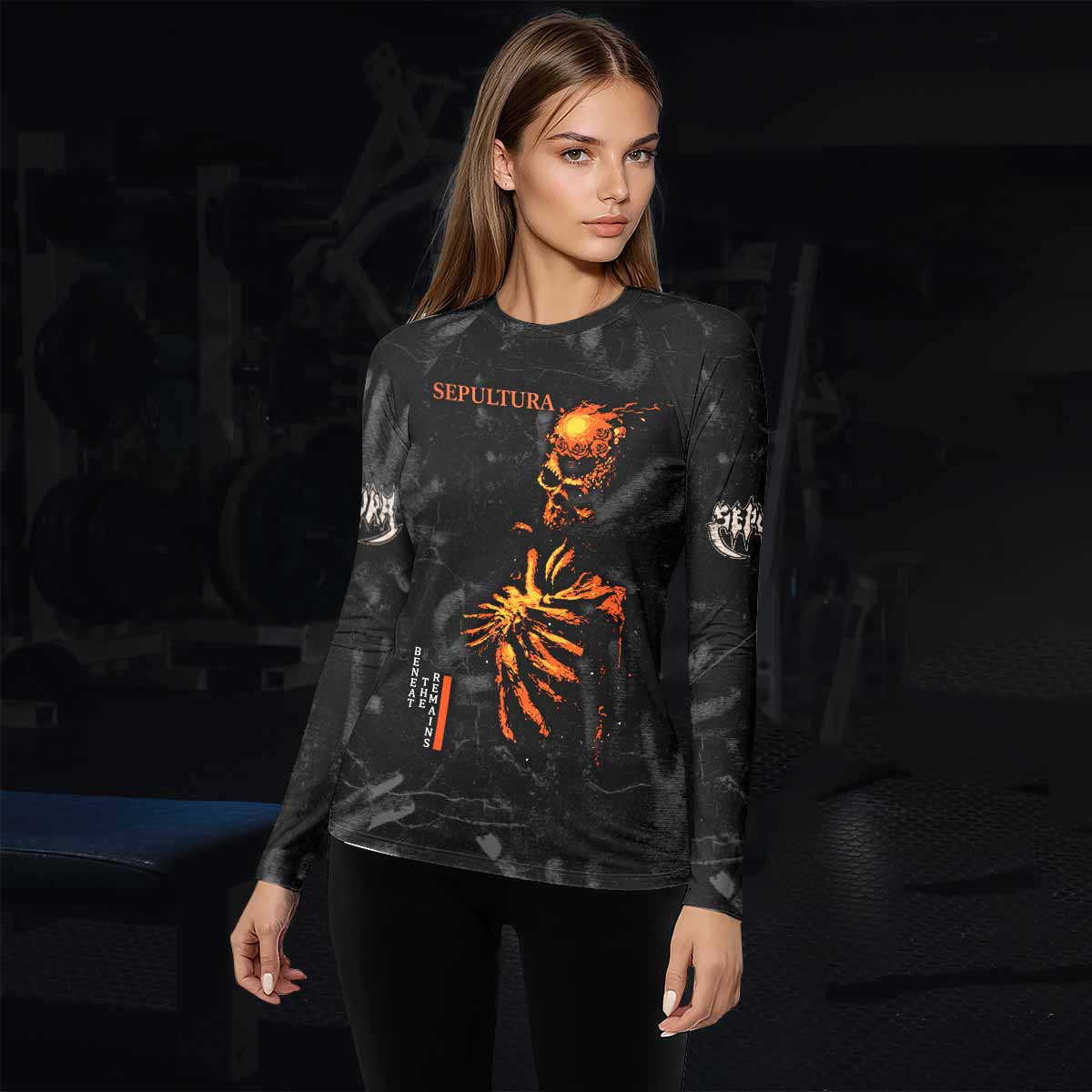 Sepultura Beneath the Remains Women's Rash Guard Long Sleeve - lifestyle view