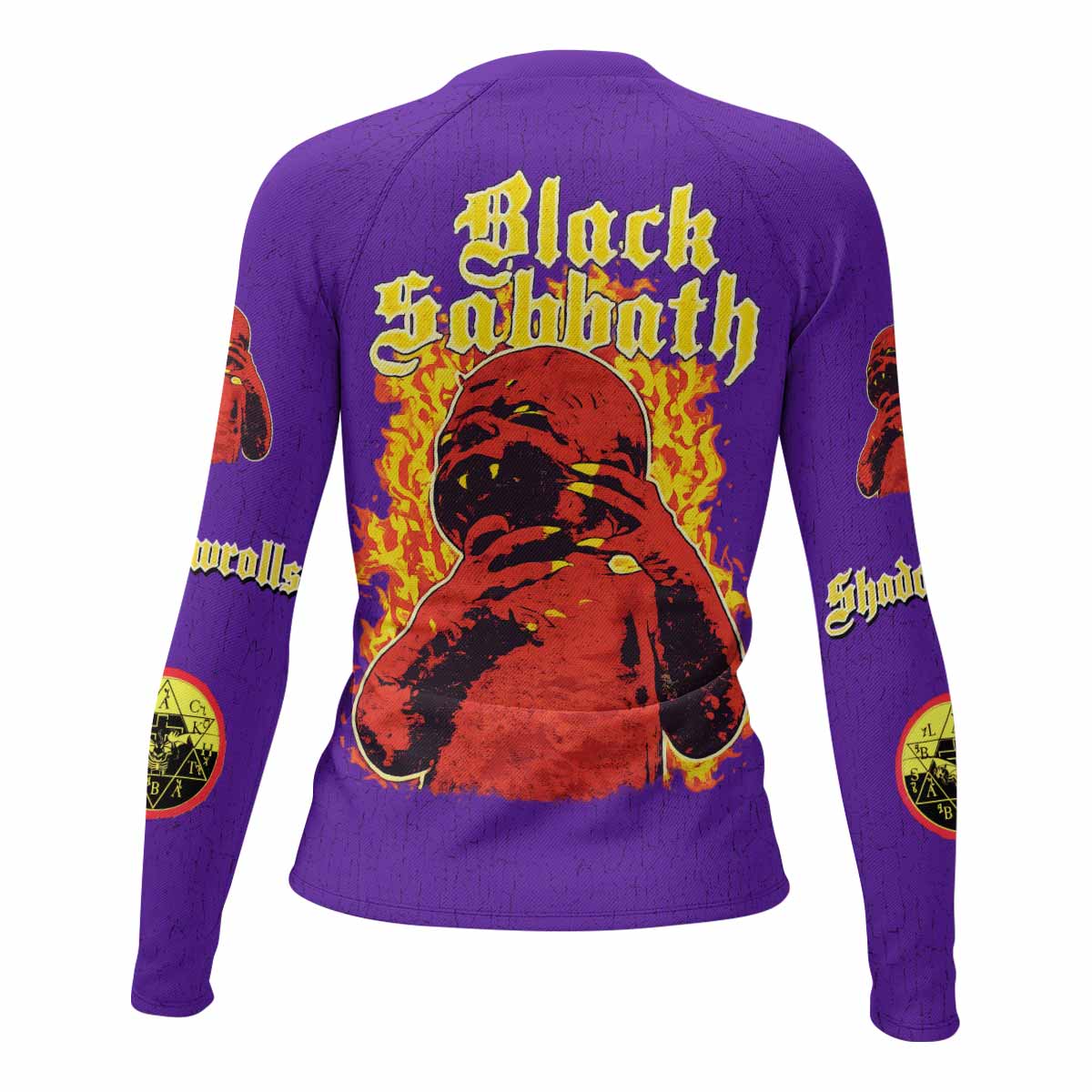 Born Again Black Sabbath Women's Rash Guard Long Sleeve - back view mockup