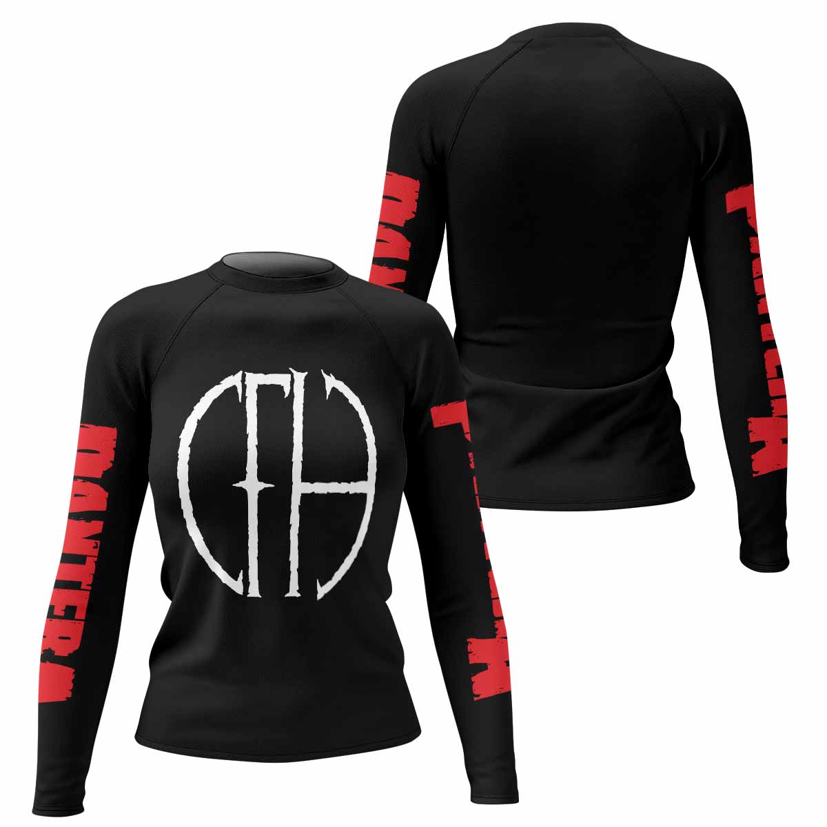 Pantera Cowboys From Hell Logo Women's Rash Guard Long Sleeve - front and back view