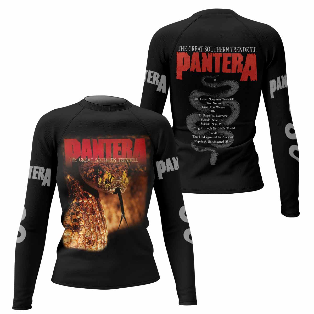Pantera The Great Southern Trendkill Women's Rash Guard Long Sleeve - front and back view
