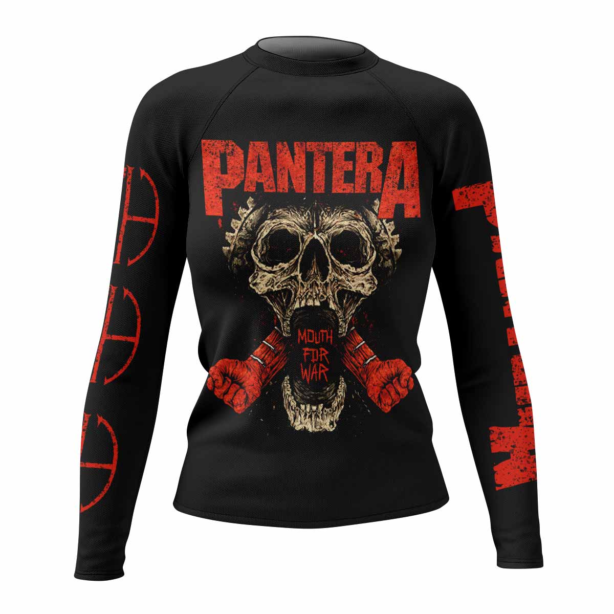 Pantera Mouth for War Women's Rash Guard Long Sleeve - front view mockup