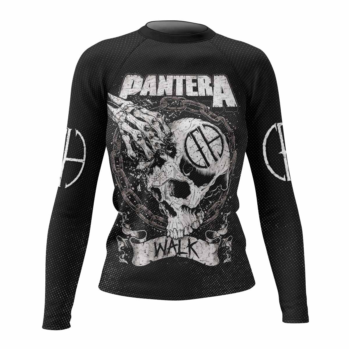 Pantera Walk Skull Women's Rash Guard Long Sleeve - front view mockup