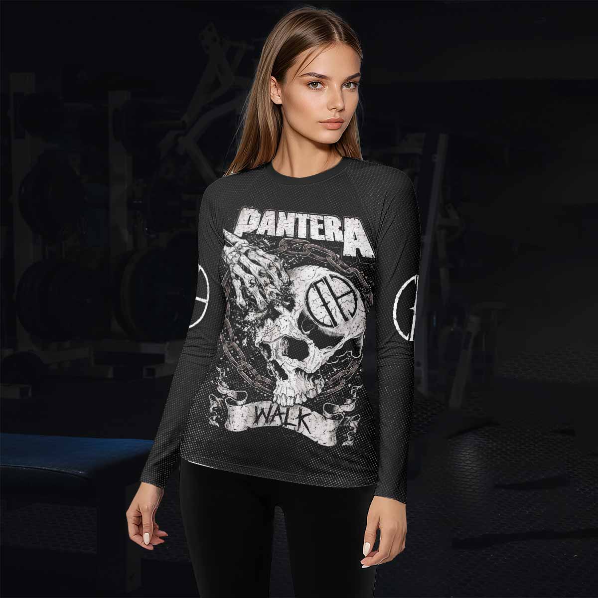 Pantera Walk Skull Women's Rash Guard Long Sleeve - lifestyle view