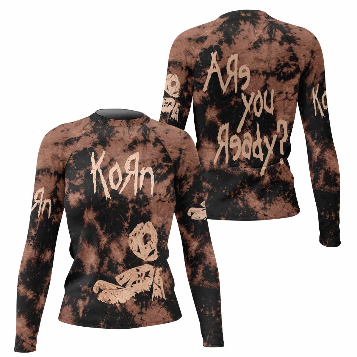 Korn Are You Ready Women's Rash Guard Long Sleeve - front and back view