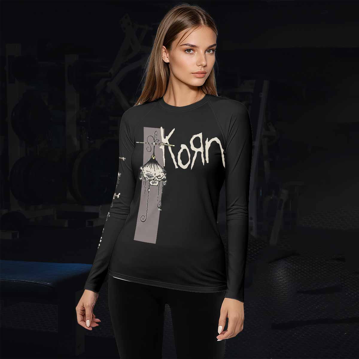 Korn Gothic Spine Women's Rash Guard Long Sleeve - lifestyle view