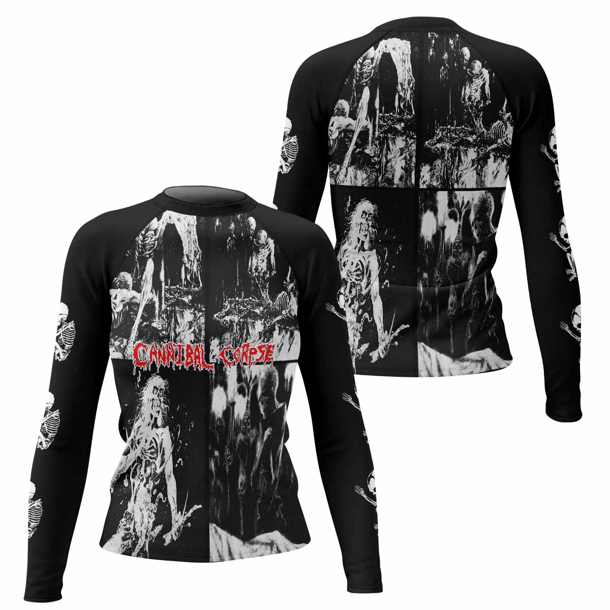 Cannibal Corpse Horror Women's Rash Guard Long Sleeve - front and back view