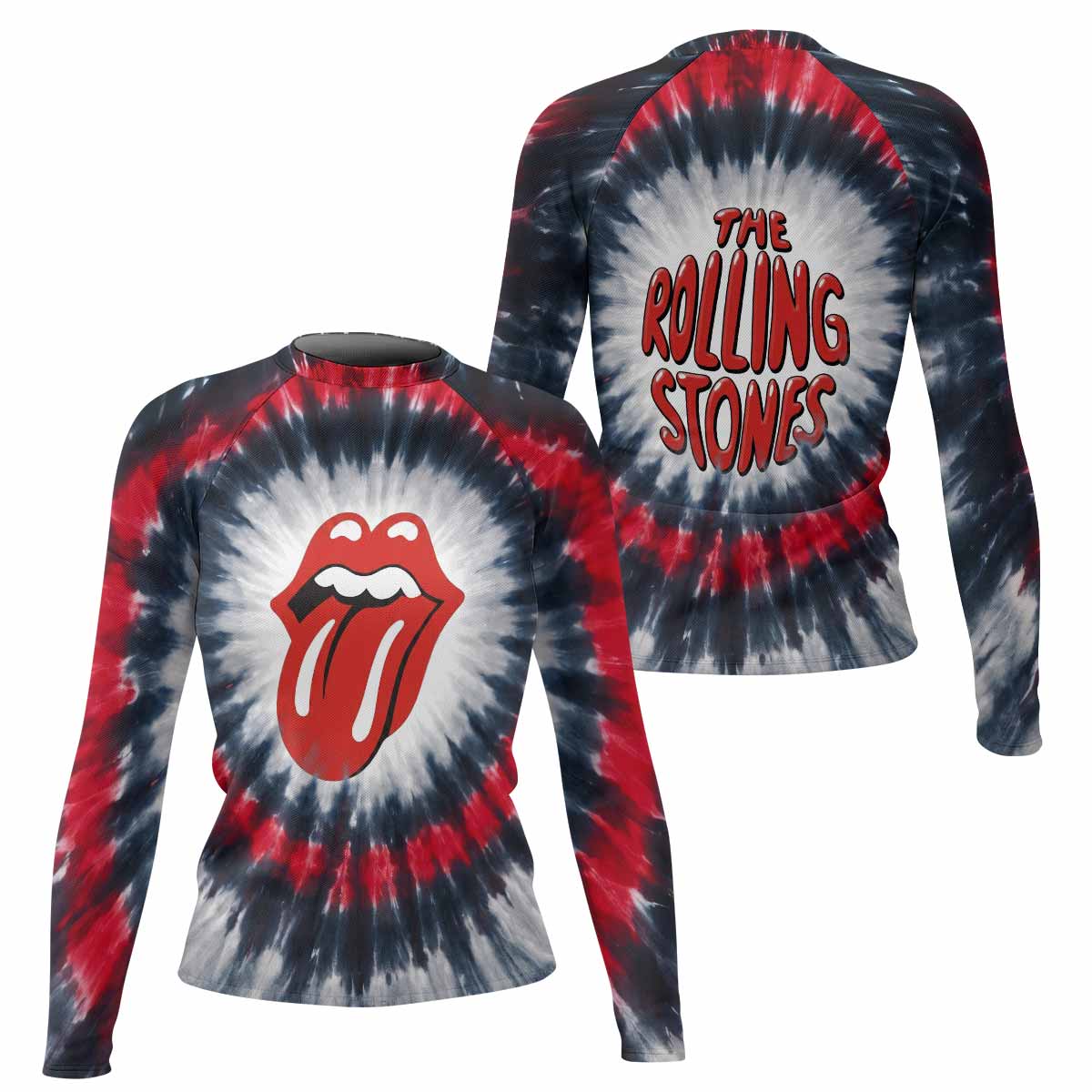 The Rolling Stones Women's Rash Guard Long Sleeve - front and back view