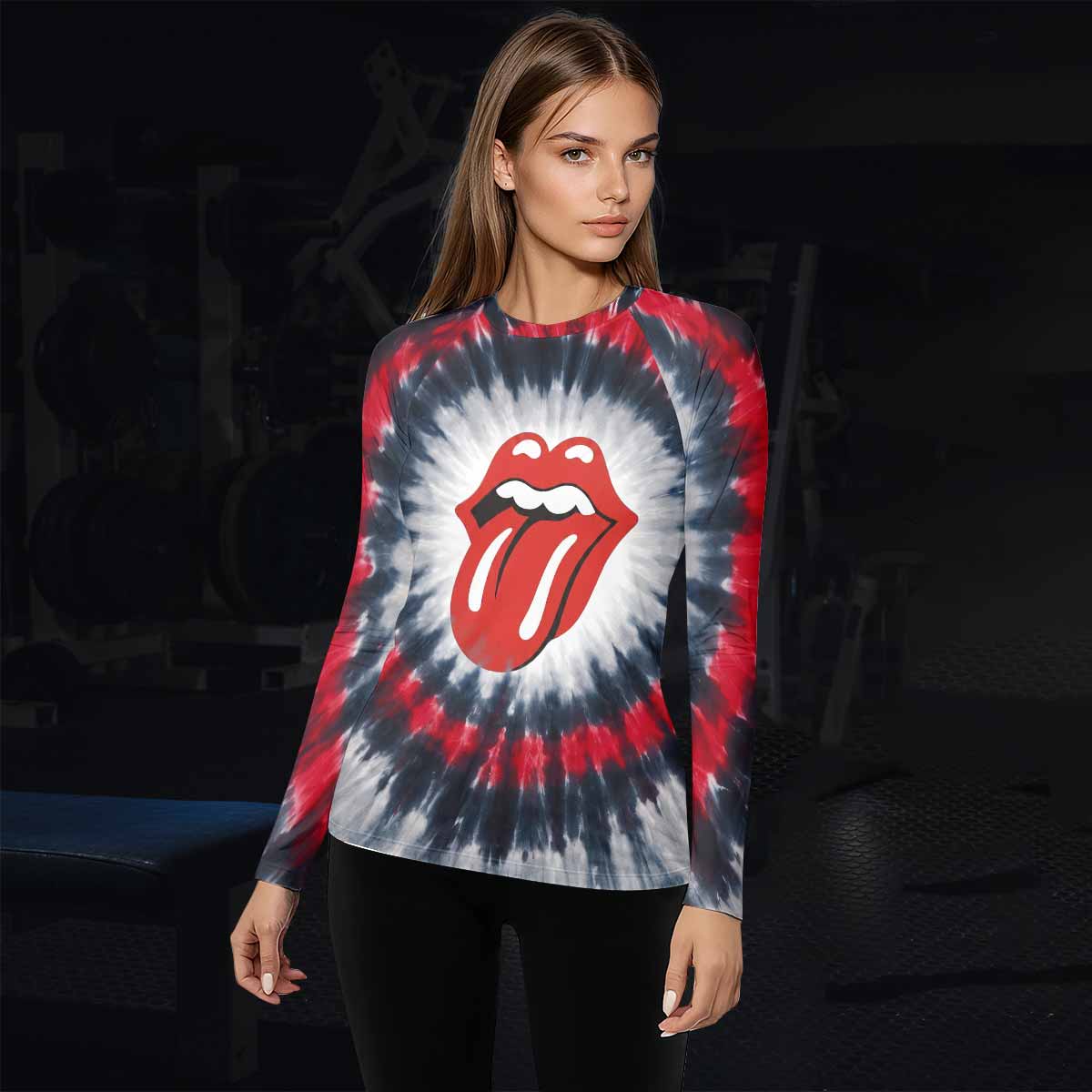 The Rolling Stones Women's Rash Guard Long Sleeve - lifestyle view