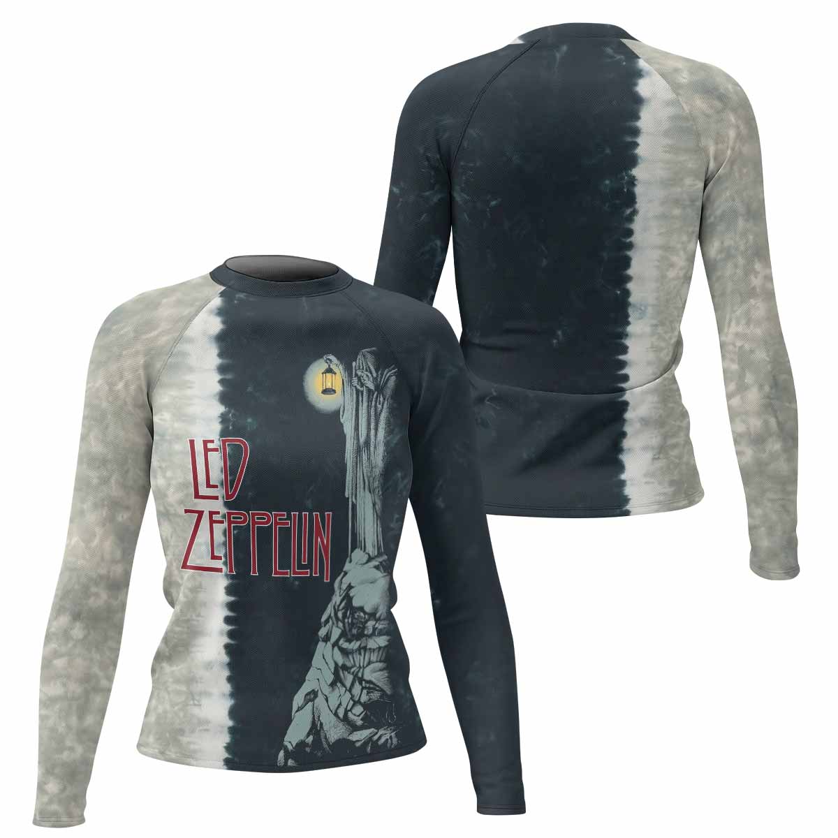 Led Zeppelin The Hermit Women's Rash Guard Long Sleeve - front and back view
