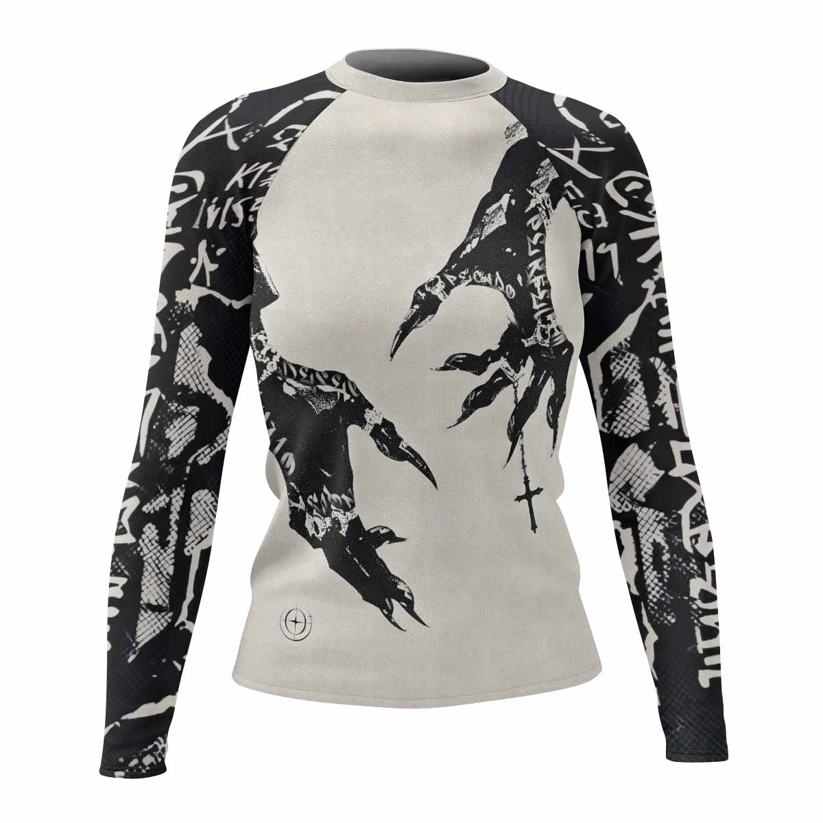 Monster Claw with Cross Women's Rash Guard Long Sleeve - front view mockup