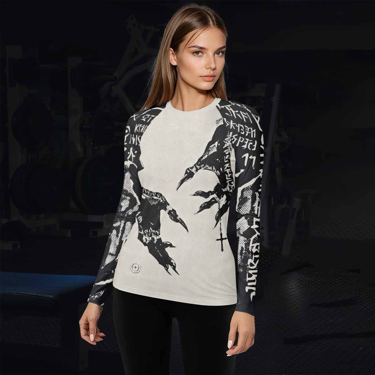 Monster Claw with Cross Women's Rash Guard Long Sleeve - lifestyle view