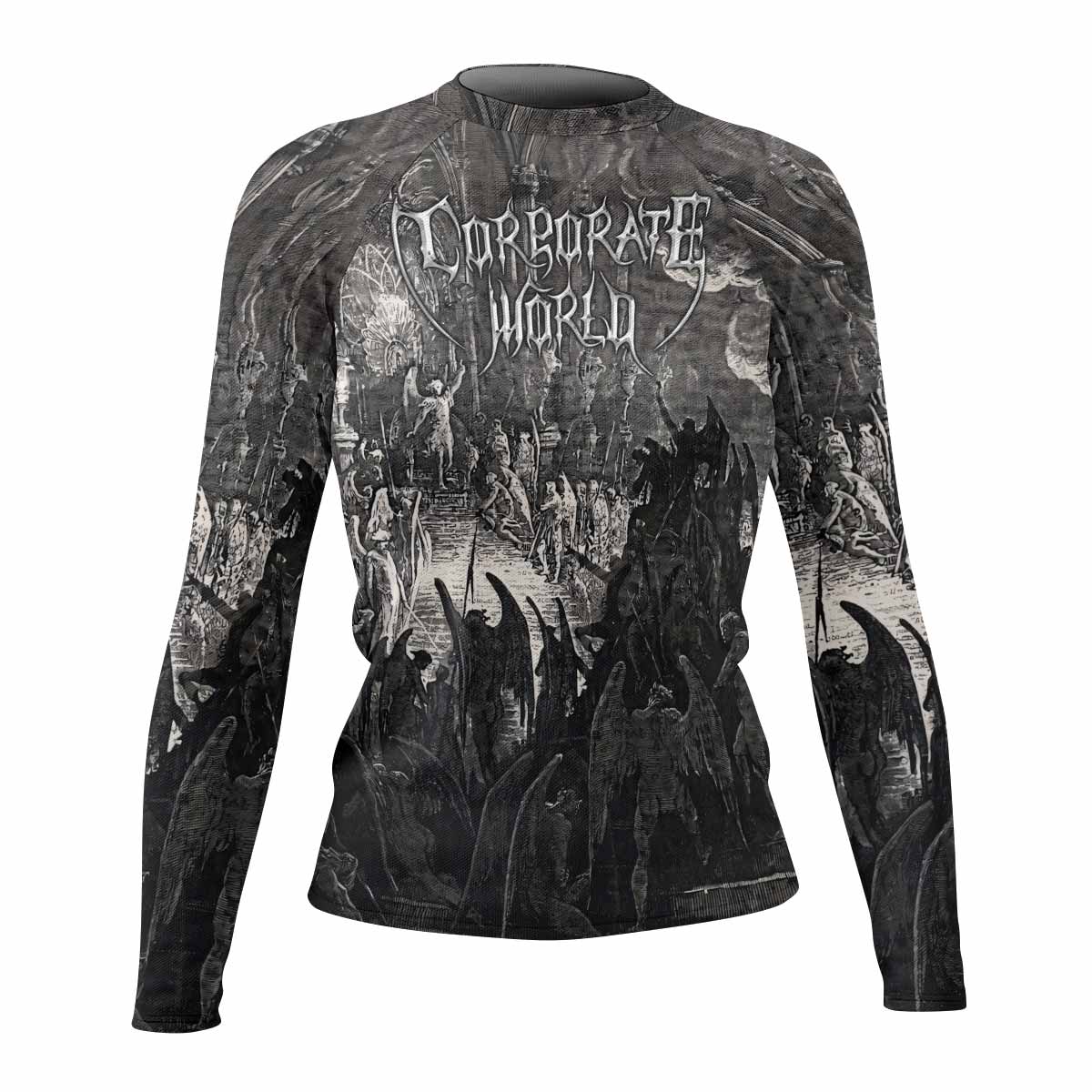 Corporate World Paradise Lost Women's Rash Guard Long Sleeve - front view mockup