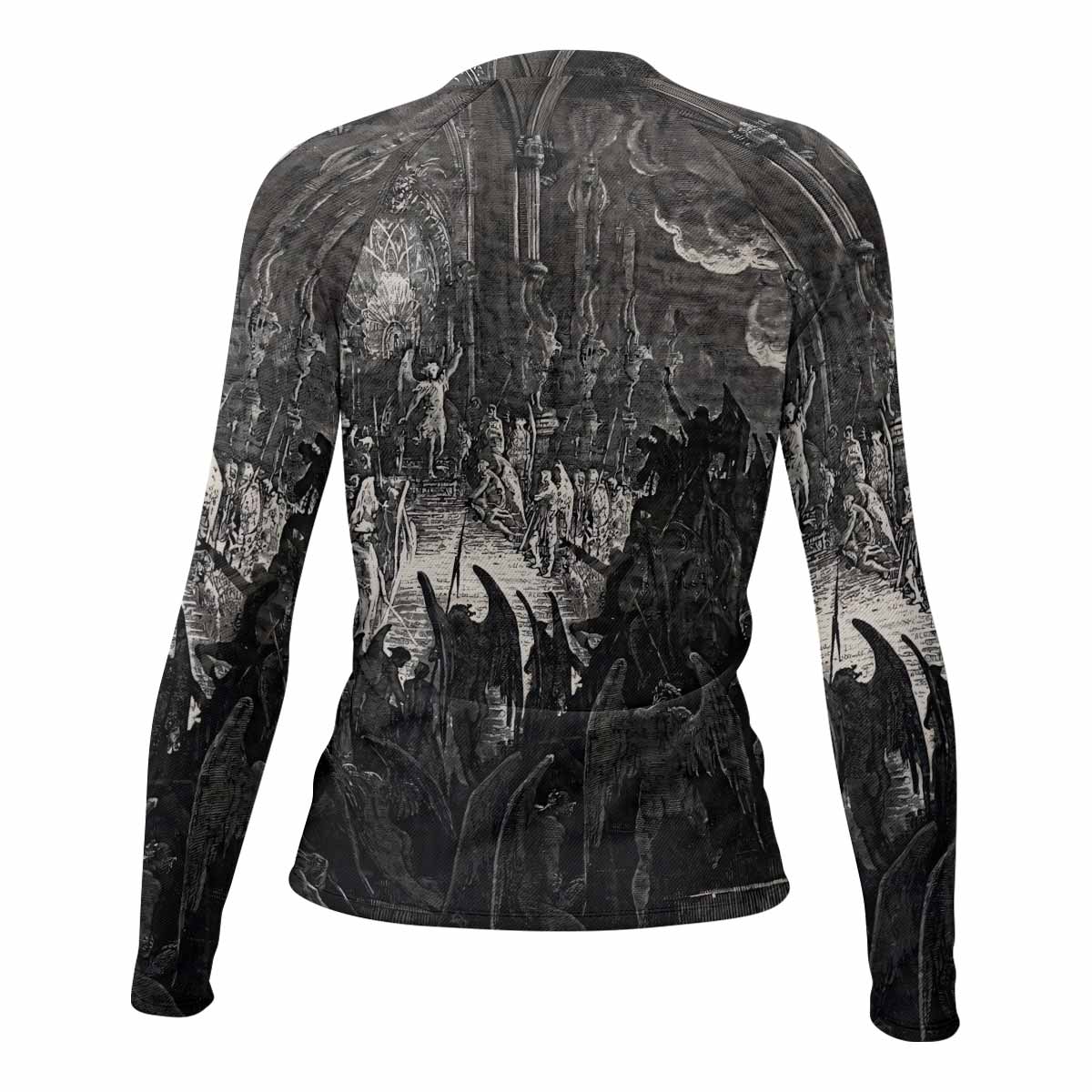 Corporate World Paradise Lost Women's Rash Guard Long Sleeve - back view mockup