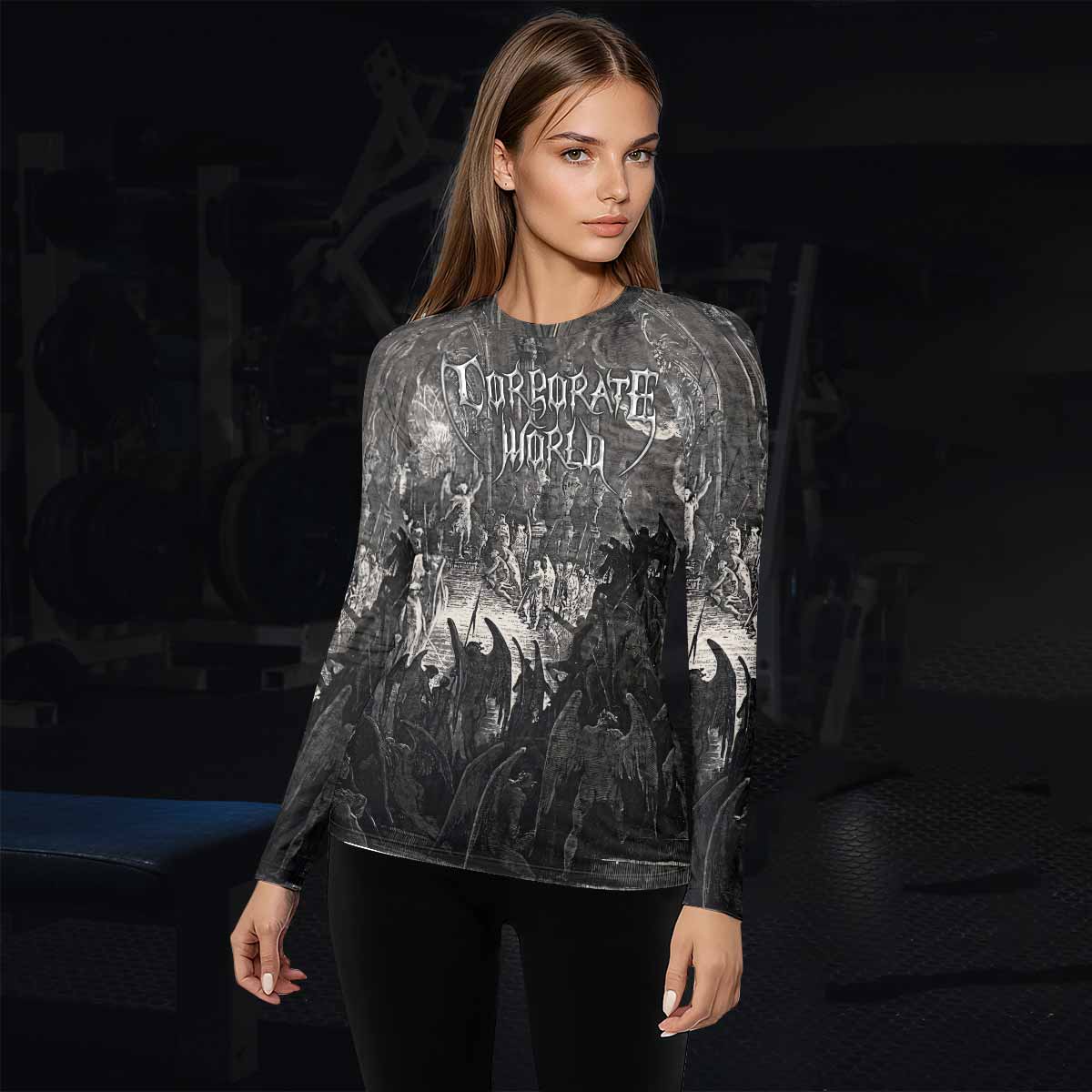 Corporate World Paradise Lost Women's Rash Guard Long Sleeve - lifestyle view