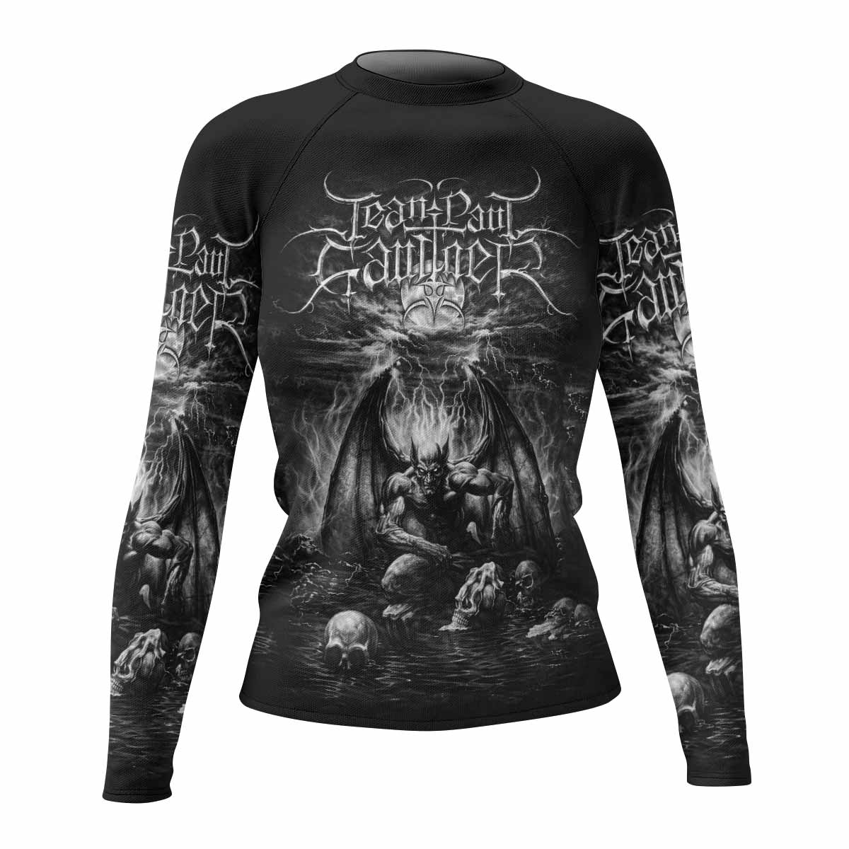 Jean Paul Gaultier Satan Women's Rash Guard Long Sleeve - front view mockup