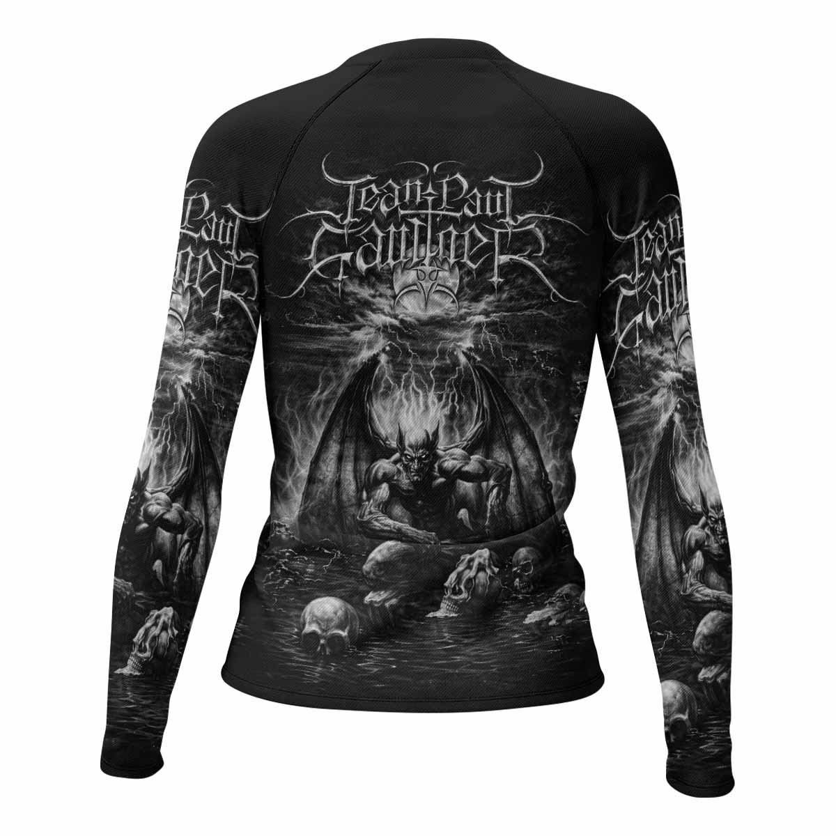 Jean Paul Gaultier Satan Women's Rash Guard Long Sleeve - back view mockup