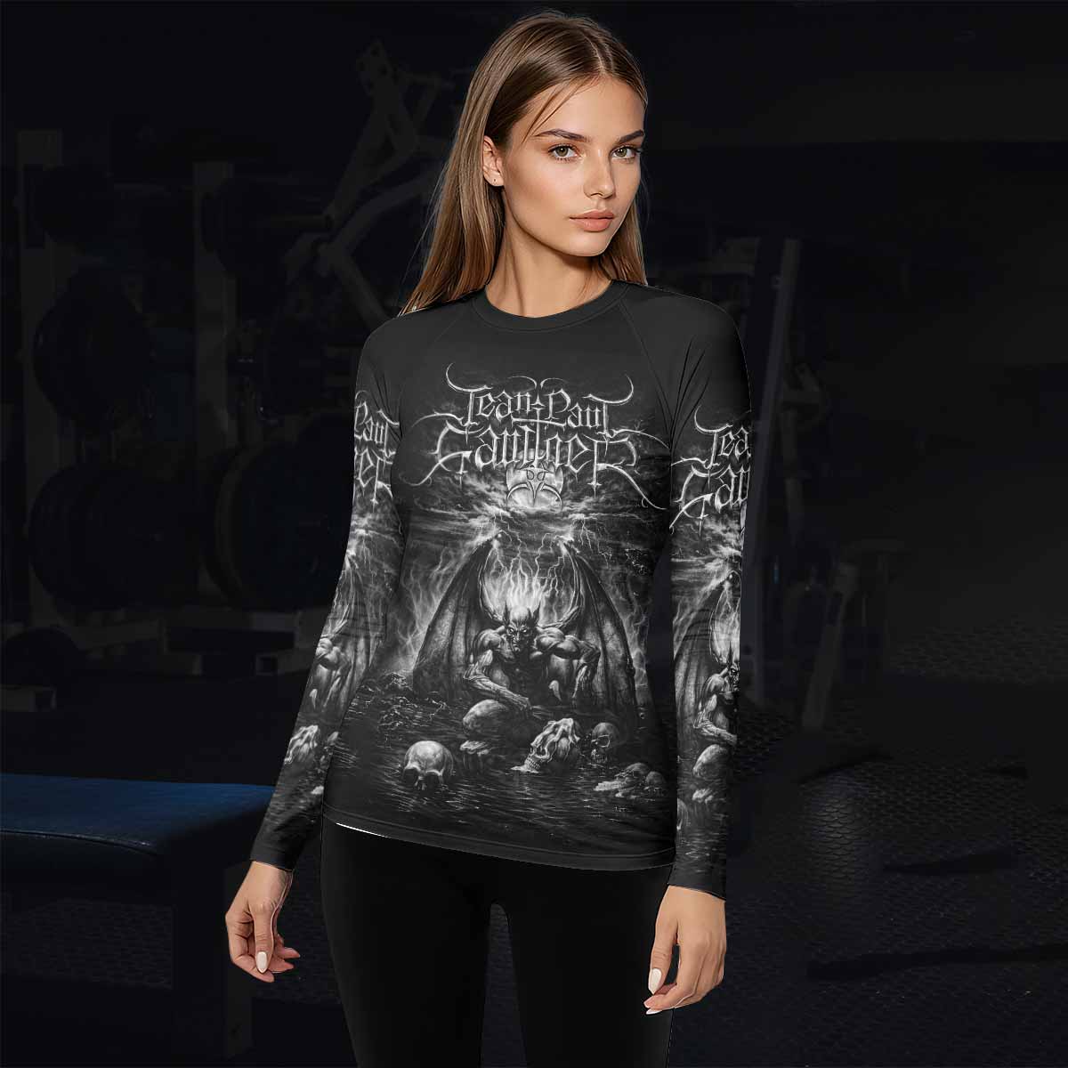 Jean Paul Gaultier Satan Women's Rash Guard Long Sleeve - lifestyle view