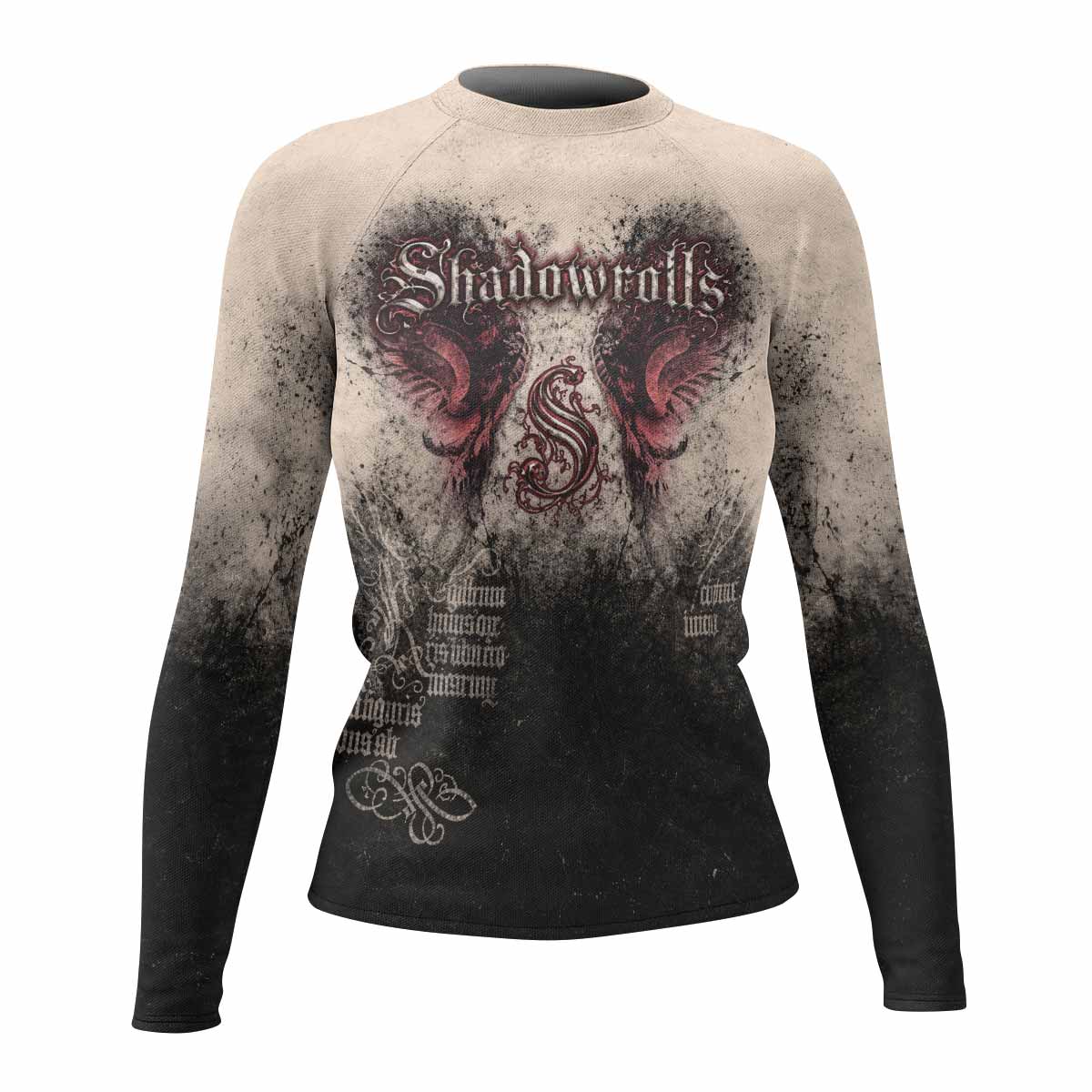 Grunge Smoke Gothic Women's Rash Guard Long Sleeve - front view mockup