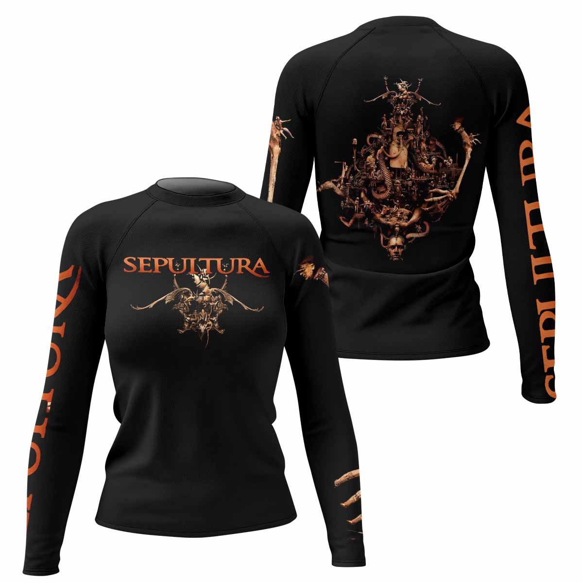 Sepultura A-Lex Women's Rash Guard Long Sleeve - front and back view
