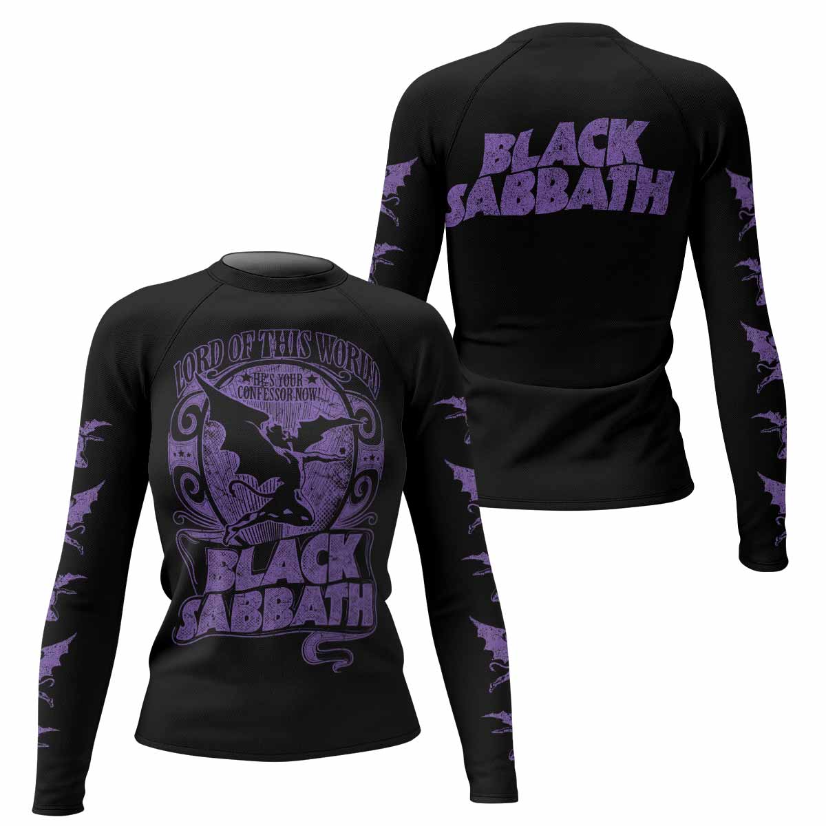 Black Sabbath Lord of This World Women's Rash Guard Long Sleeve - front and back view