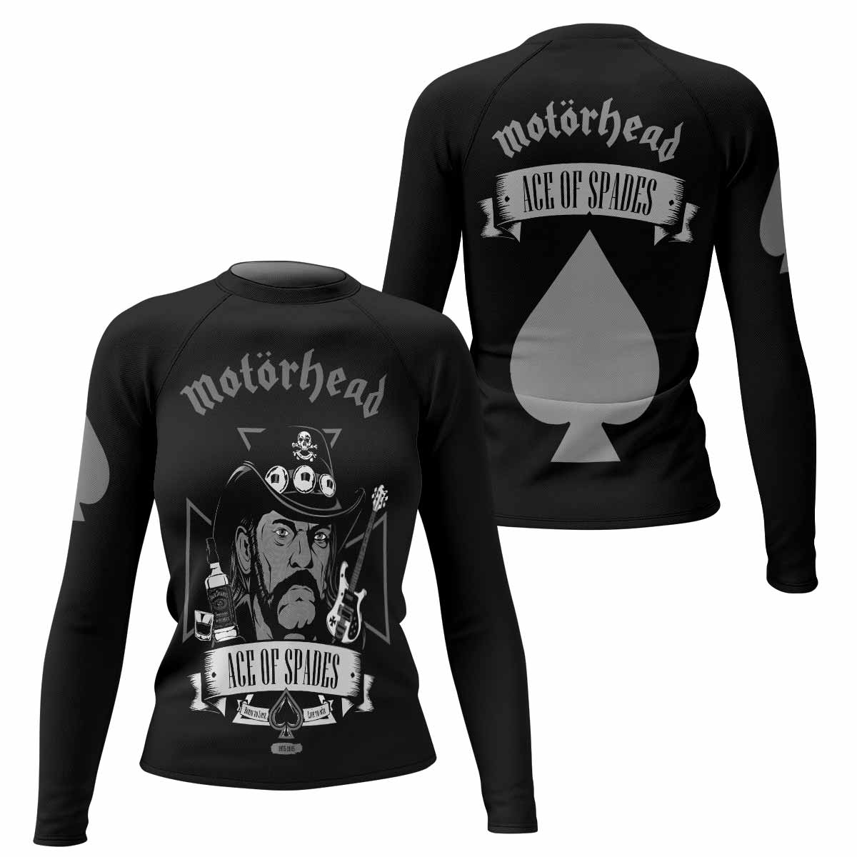 Motörhead Ace of Spades Women's Rash Guard Long Sleeve - front and back view