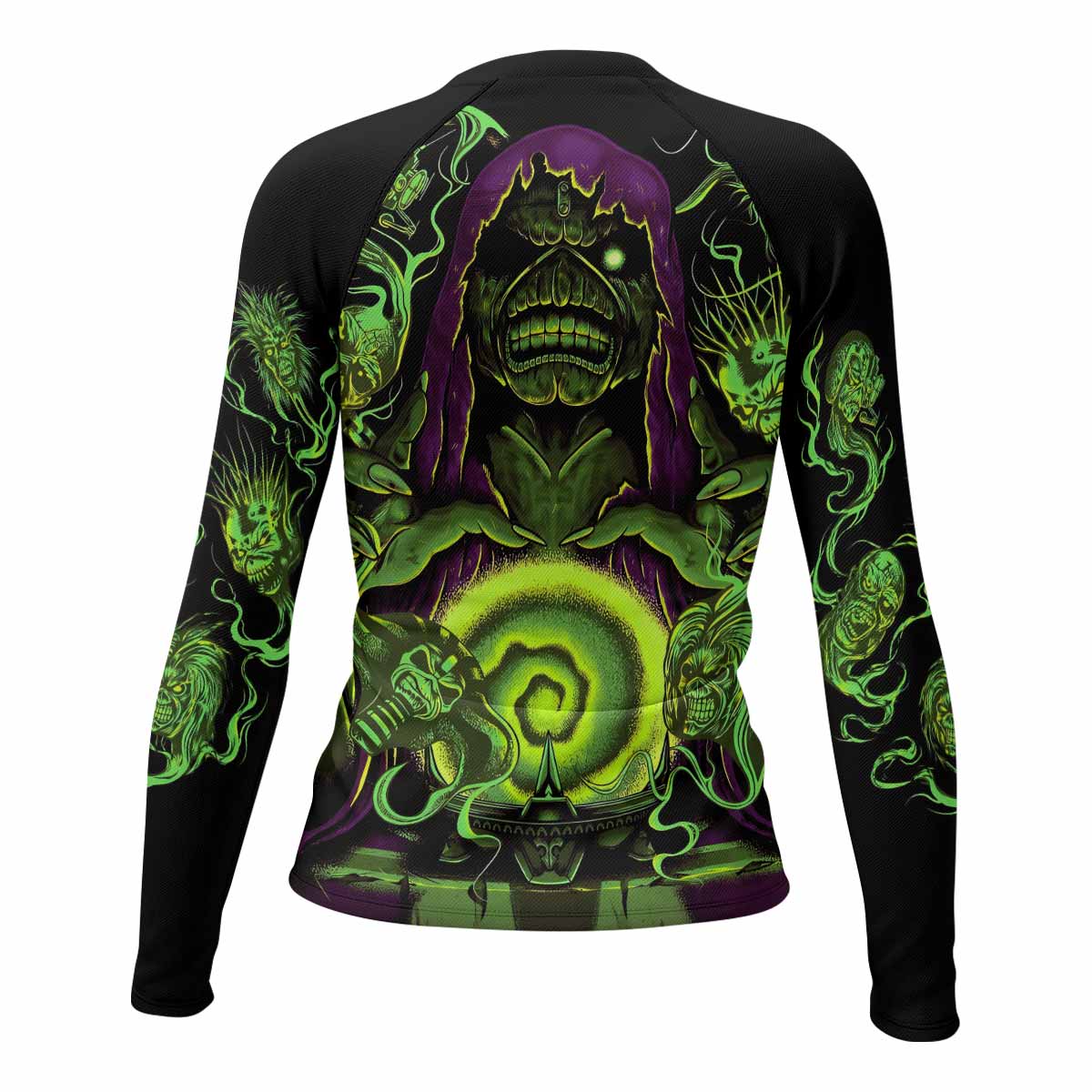 Iron Maiden Run For Your Lives Women's Rash Guard Long Sleeve - back view mockup