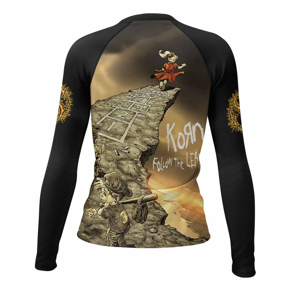 Korn Follow the Leader Women's Rash Guard Long Sleeve - back view mockup
