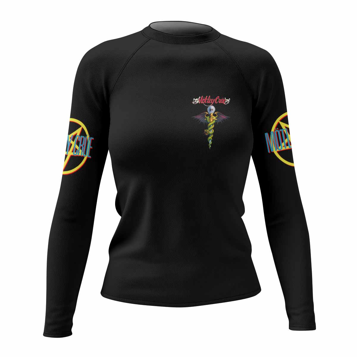 Mötley Crüe Dr. Feelgood Women's Rash Guard Long Sleeve - front view mockup