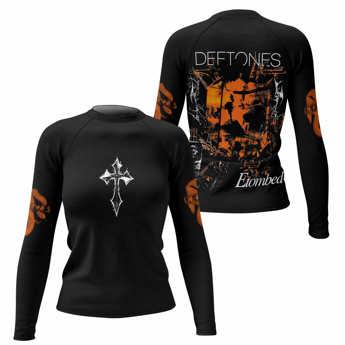 Deftones Etombed Women's Rash Guard Long Sleeve - front and back view